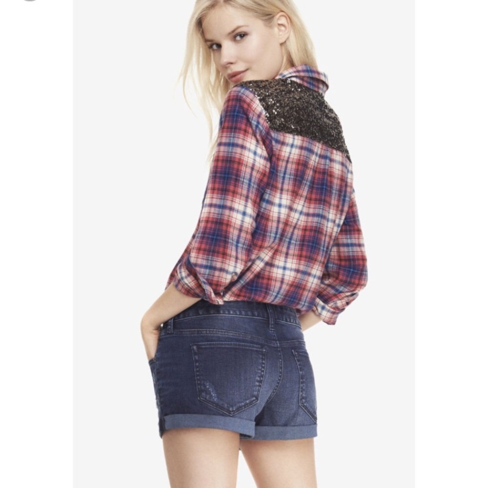 Express Boyfriend Plaid Top